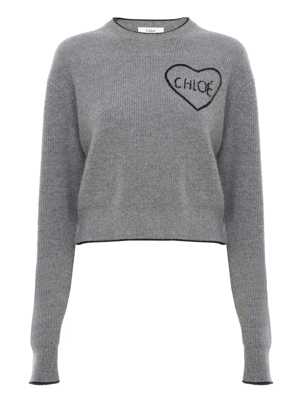 Chloé Cropped fitted logo sweater in a wool knit