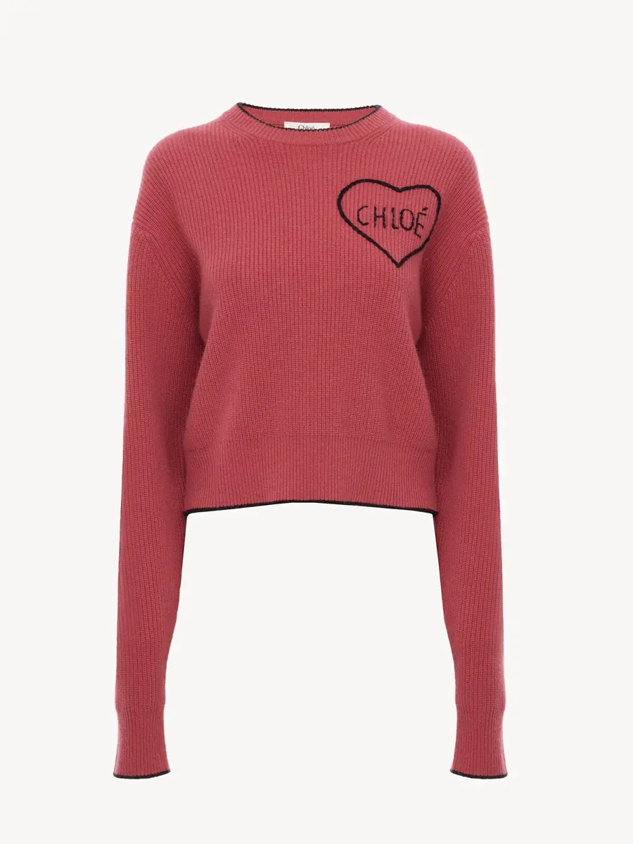Chloé Cropped fitted logo sweater in a wool knit | Thumbnail 2