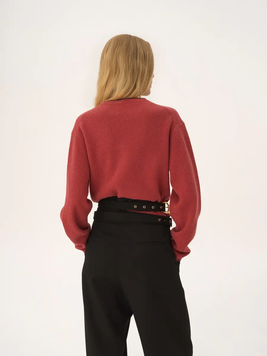 Chloé Cropped fitted logo sweater in a wool knit | Thumbnail 5