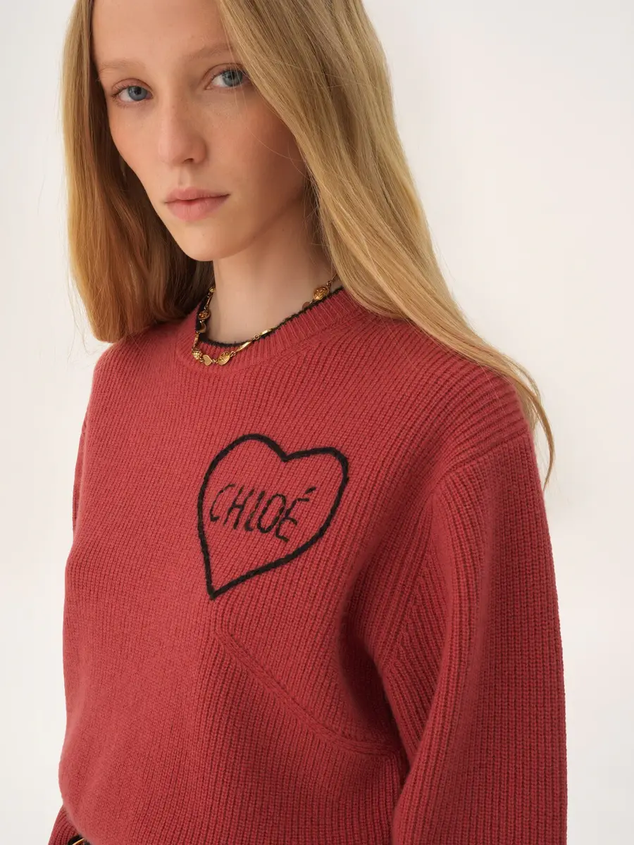 Chloé Cropped fitted logo sweater in a wool knit | Thumbnail 6