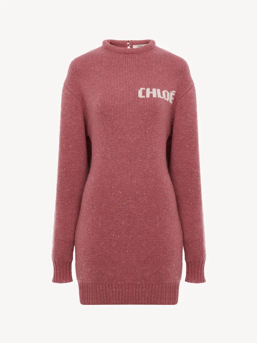 Chloé Long-sleeve logo mini dress in a merino wool knit | Thumbnail 2