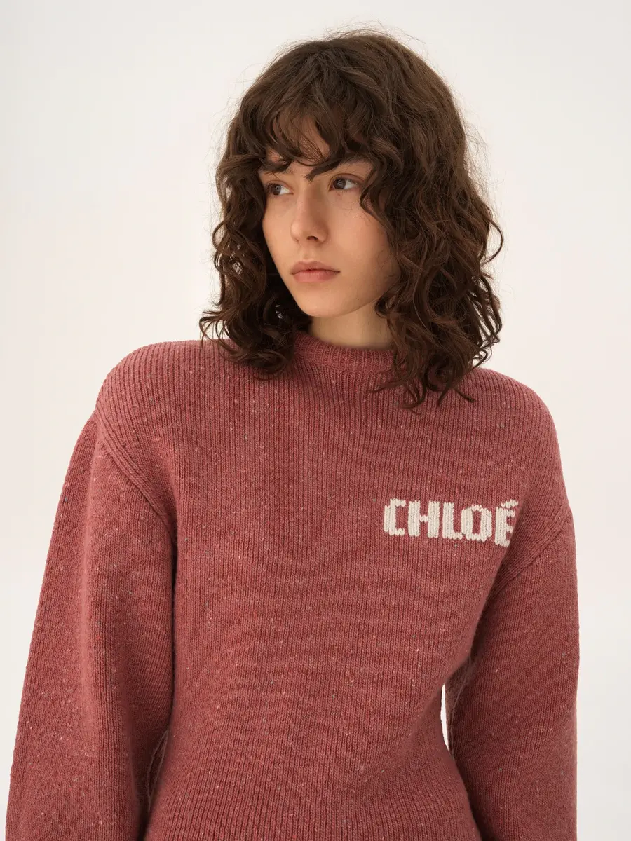 Chloé Long-sleeve logo mini dress in a merino wool knit | Thumbnail 5