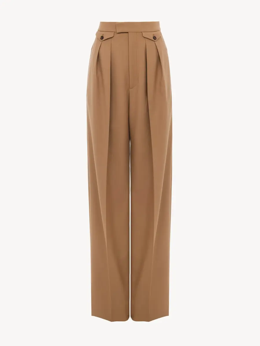 Chloé High-rise gathered pants in wool gabardine | Thumbnail 2 Chloé High-rise gathered pants in wool gabardine | Thumbnail 2