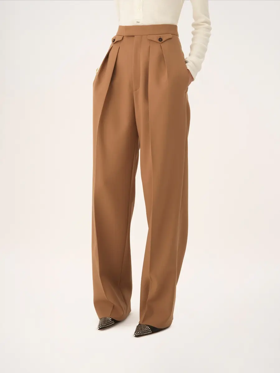 Chloé High-rise gathered pants in wool gabardine | Thumbnail 4 Chloé High-rise gathered pants in wool gabardine | Thumbnail 4