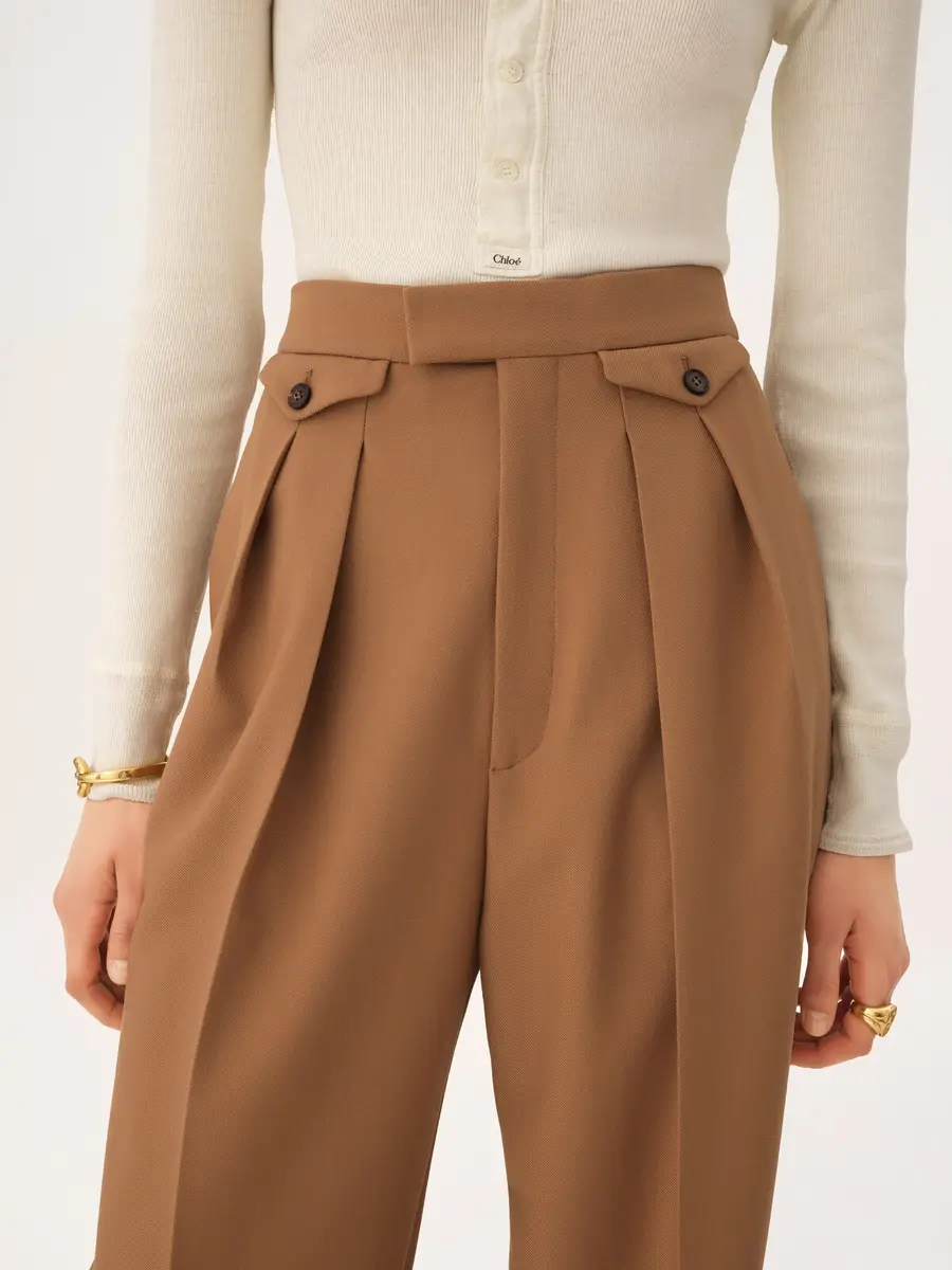 Chloé High-rise gathered pants in wool gabardine | Thumbnail 7 Chloé High-rise gathered pants in wool gabardine | Thumbnail 7