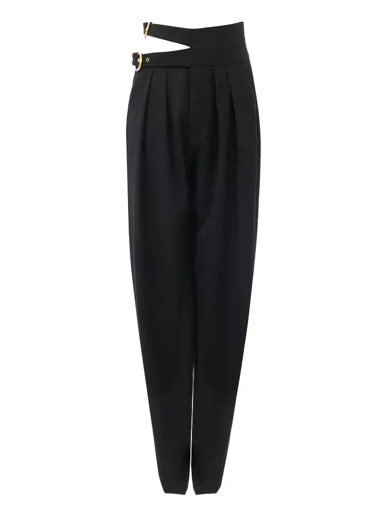 High-rise tailored pants in wool grain de poudre High-rise tailored pants in wool grain de poudre