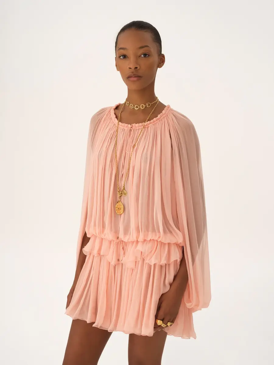 Chloé Mini cape dress in silk mousseline | Thumbnail 4 Chloé Mini cape dress in silk mousseline | Thumbnail 4