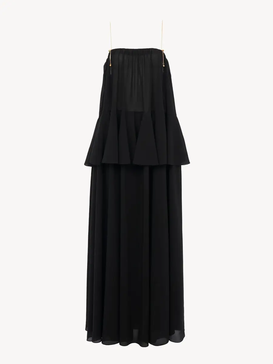 Chloé Sleeveless long dress in silk georgette | Thumbnail 2 Chloé Sleeveless long dress in silk georgette | Thumbnail 2