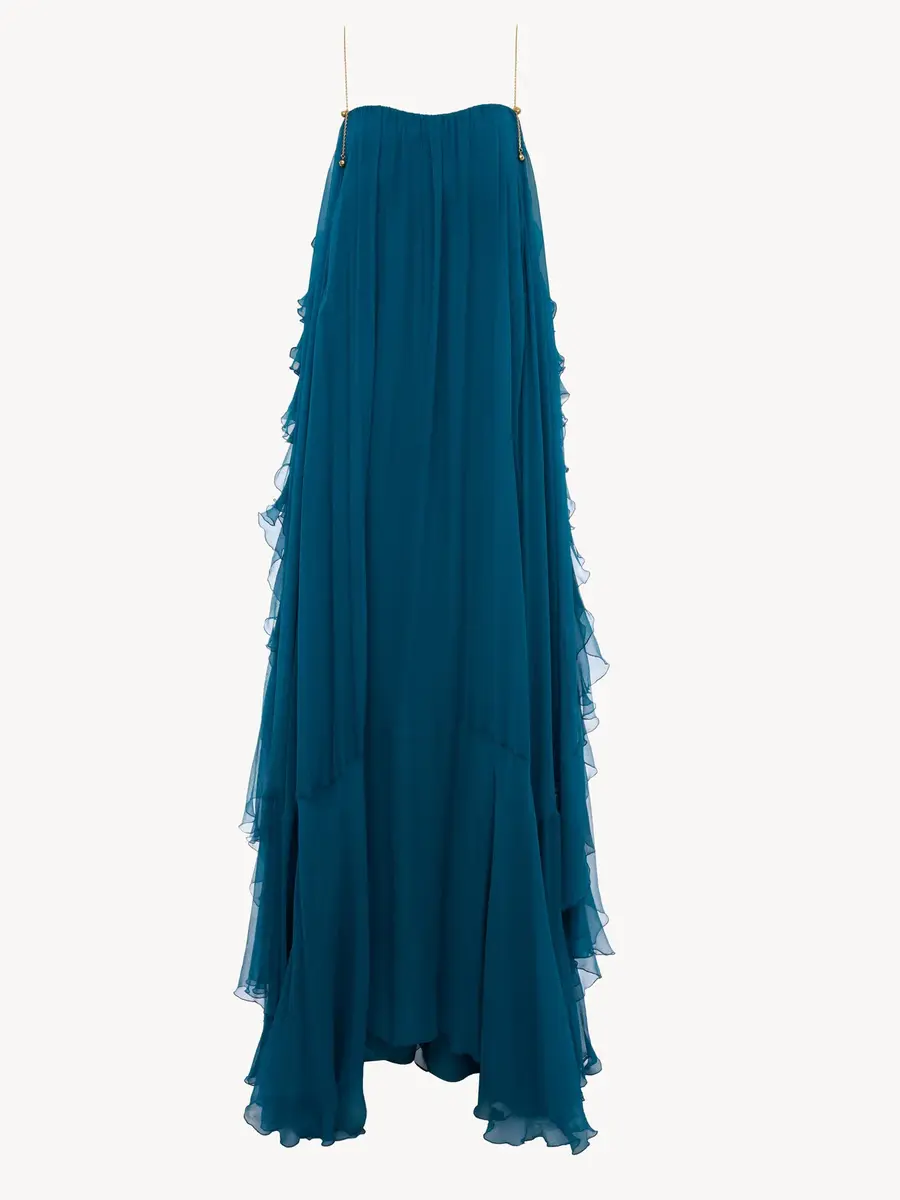 Chloé Sleeveless long dress in silk mousseline | Thumbnail 2