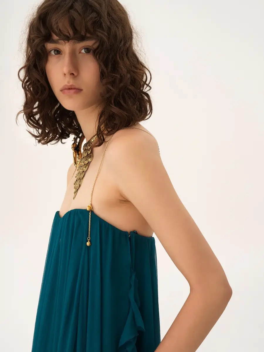 Chloé Sleeveless long dress in silk mousseline | Thumbnail 4