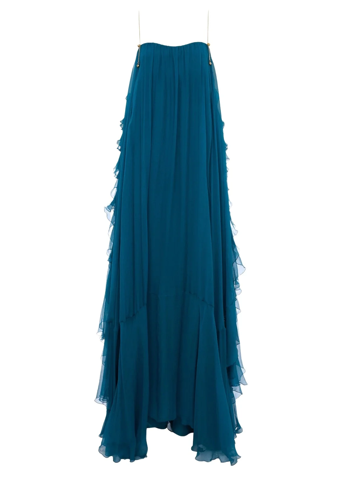 Sleeveless long dress in silk mousseline Sleeveless long dress in silk mousseline