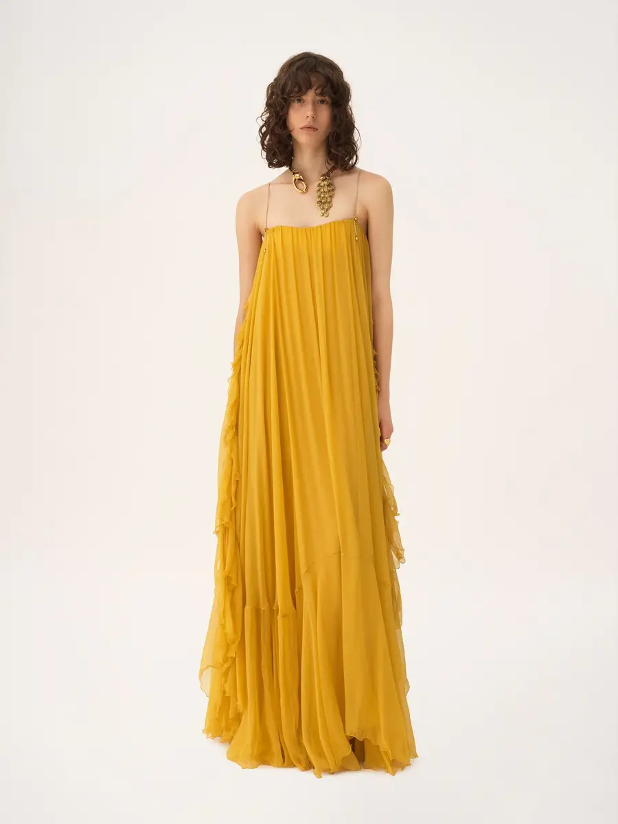 Chloé Sleeveless long dress in silk mousseline | Thumbnail 4 Chloé Sleeveless long dress in silk mousseline | Thumbnail 4