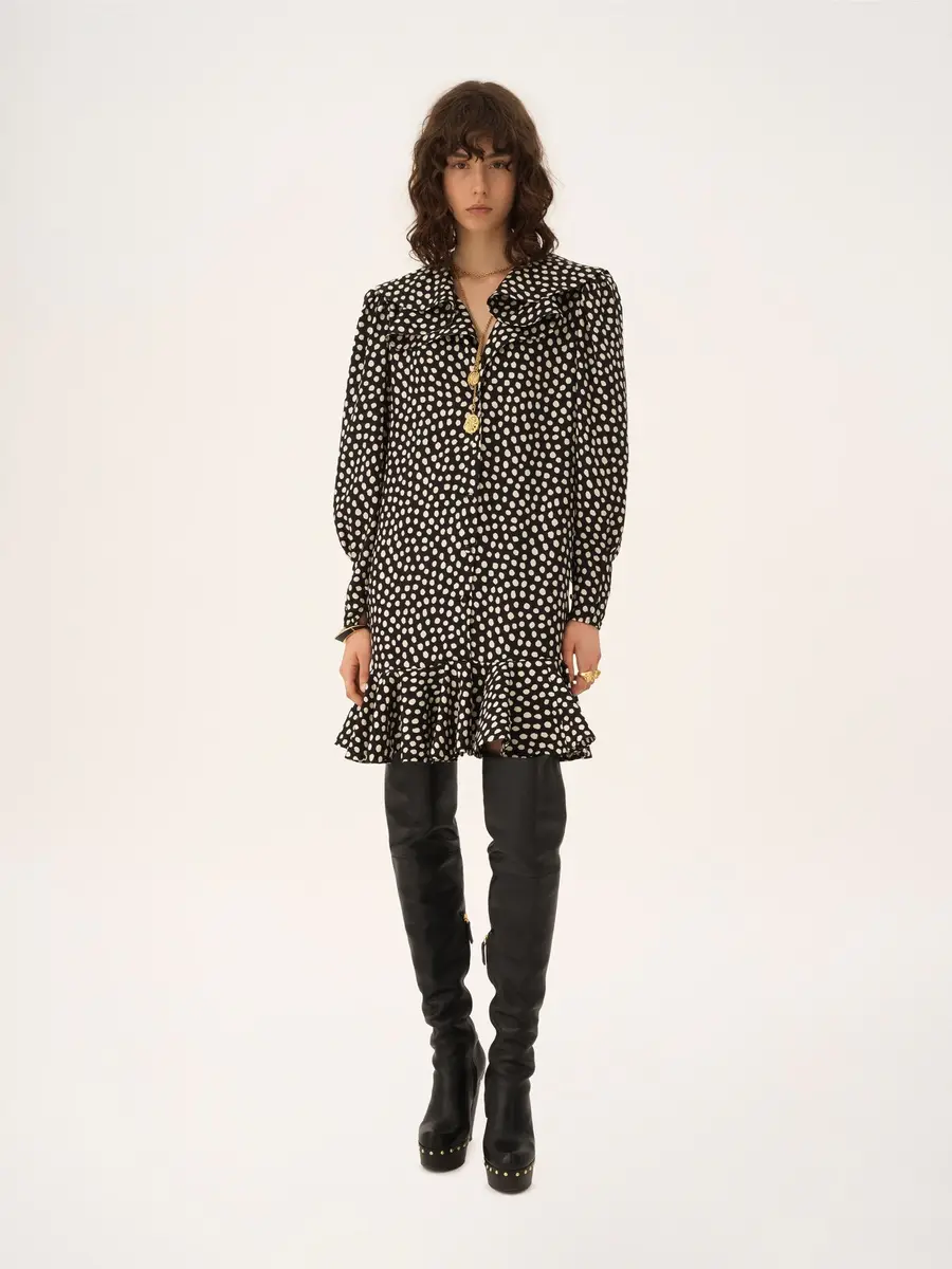 Chloé Long-sleeve mini dress in silk jacquard | Thumbnail 3 Chloé Long-sleeve mini dress in silk jacquard | Thumbnail 3