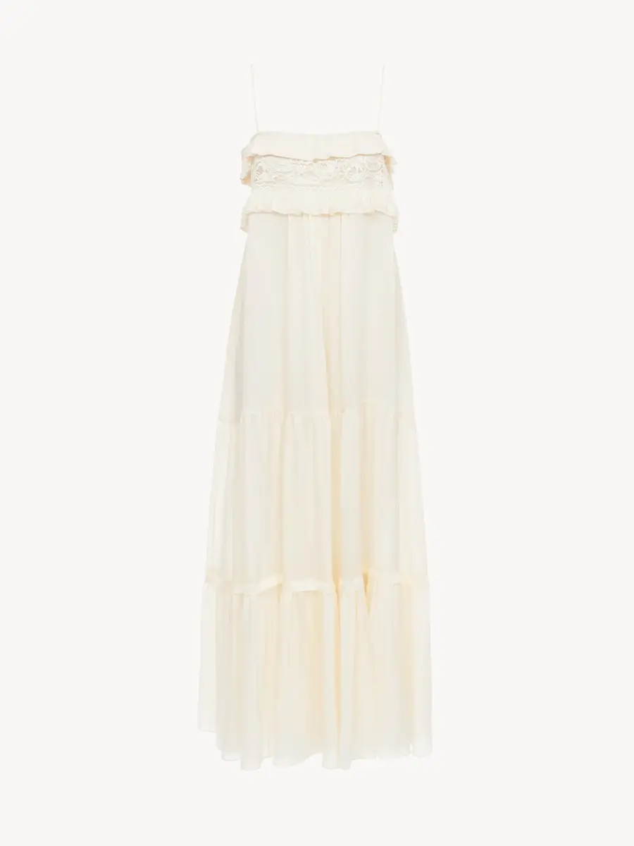 Chloé Sleeveless long dress in silk charmeuse | Thumbnail 2 Chloé Sleeveless long dress in silk charmeuse | Thumbnail 2