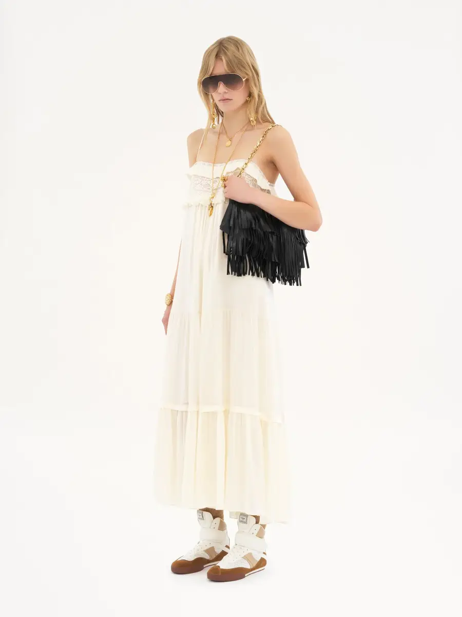 Chloé Sleeveless long dress in silk charmeuse | Thumbnail 3 Chloé Sleeveless long dress in silk charmeuse | Thumbnail 3