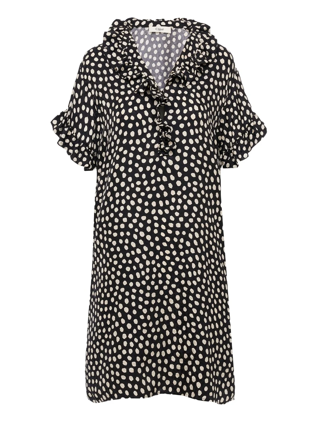 Short-sleeve mini dress in silk jacquard Short-sleeve mini dress in silk jacquard