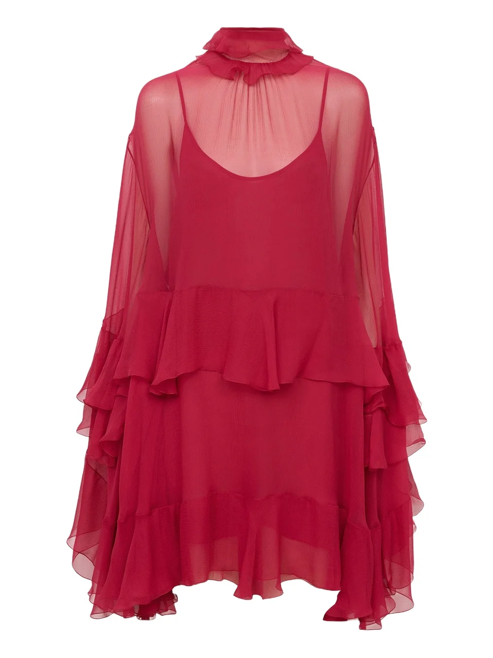 Ruffled mini dress in silk mousseline Ruffled mini dress in silk mousseline