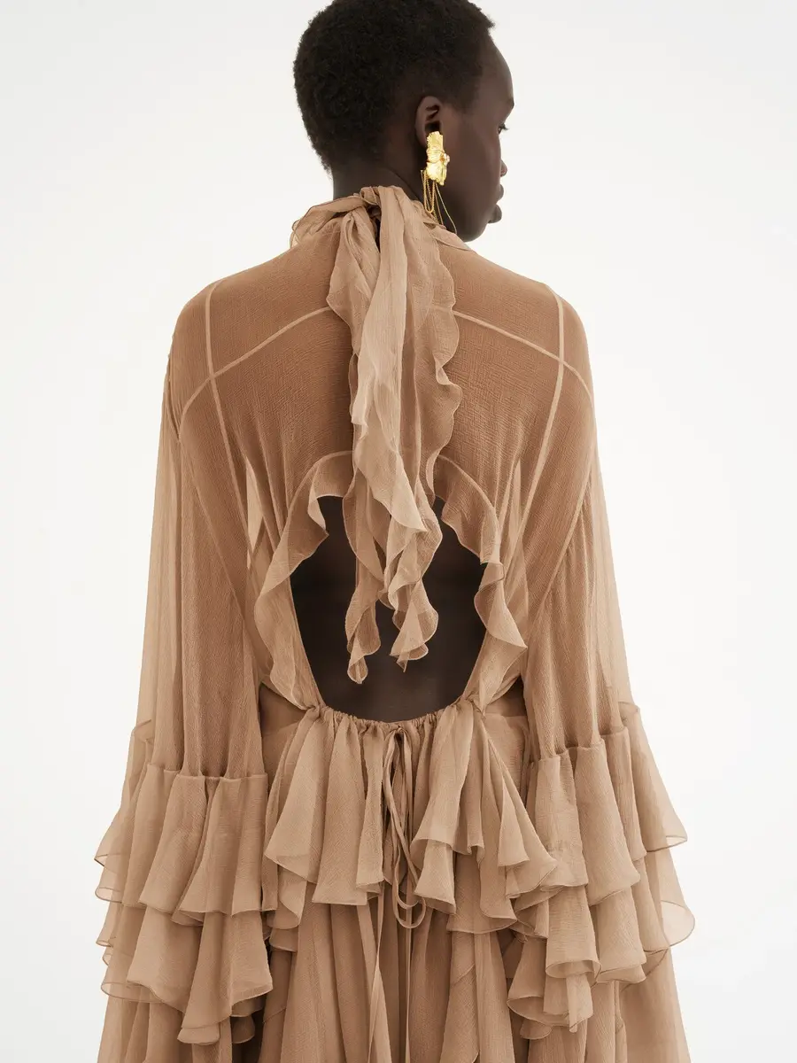 Chloé Mini ruffled dress in silk mousseline | Thumbnail 6