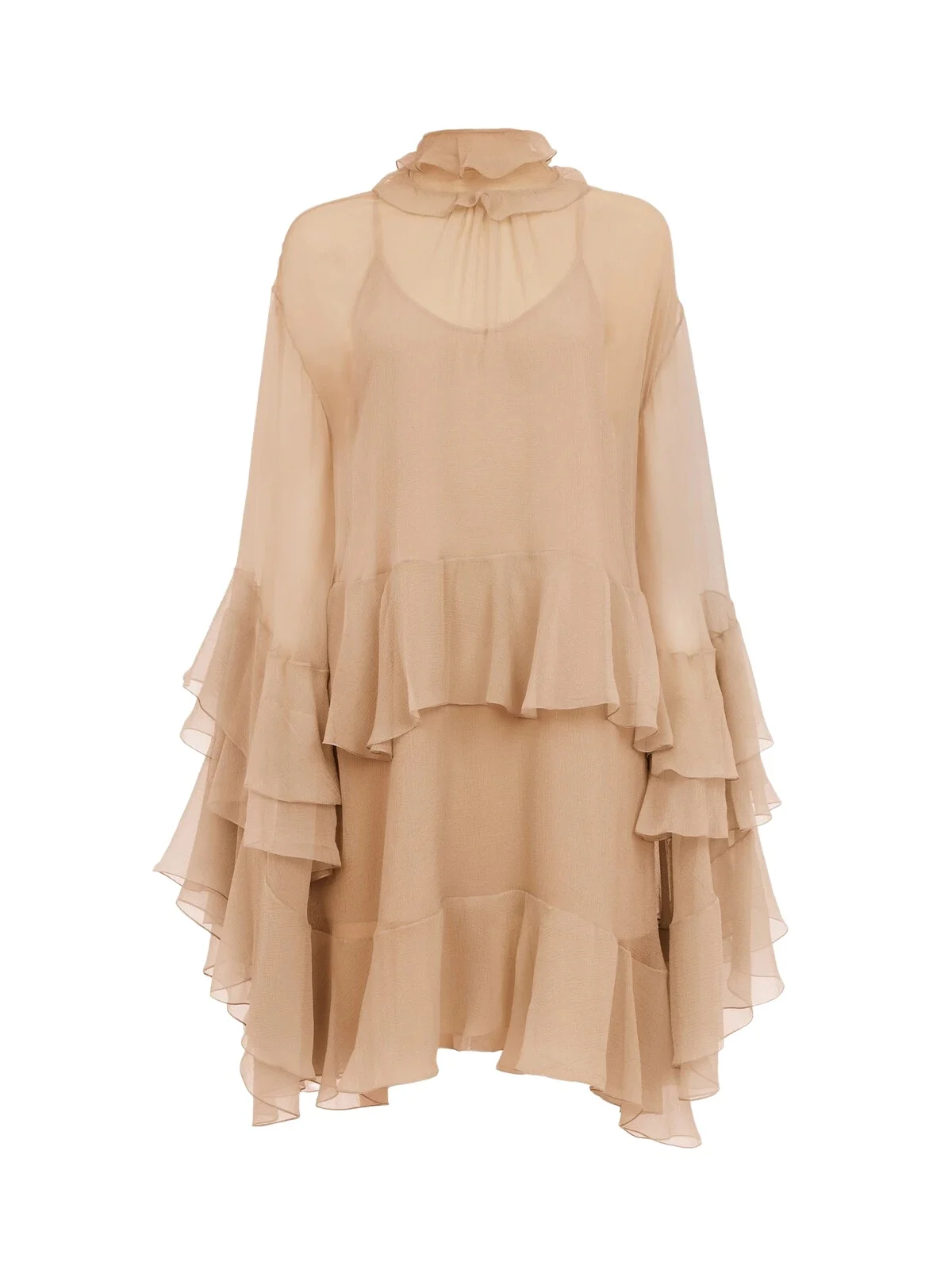 Mini ruffled dress in silk mousseline Mini ruffled dress in silk mousseline
