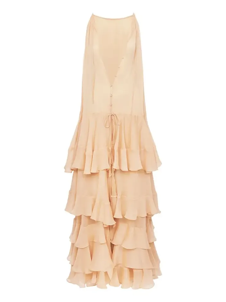 Tiered maxi dress in silk georgette