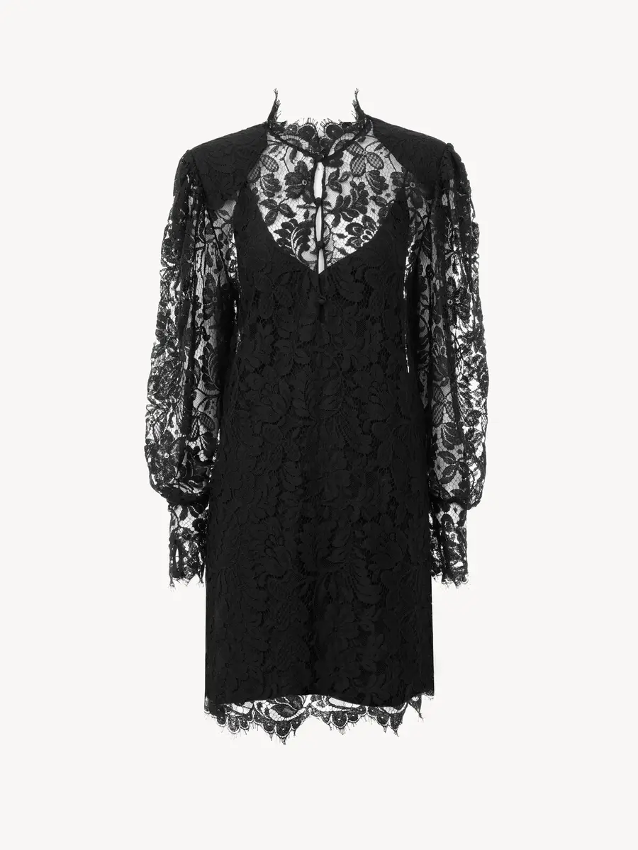 Chloé Long-sleeve mini dress in lace | Thumbnail 2 Chloé Long-sleeve mini dress in lace | Thumbnail 2