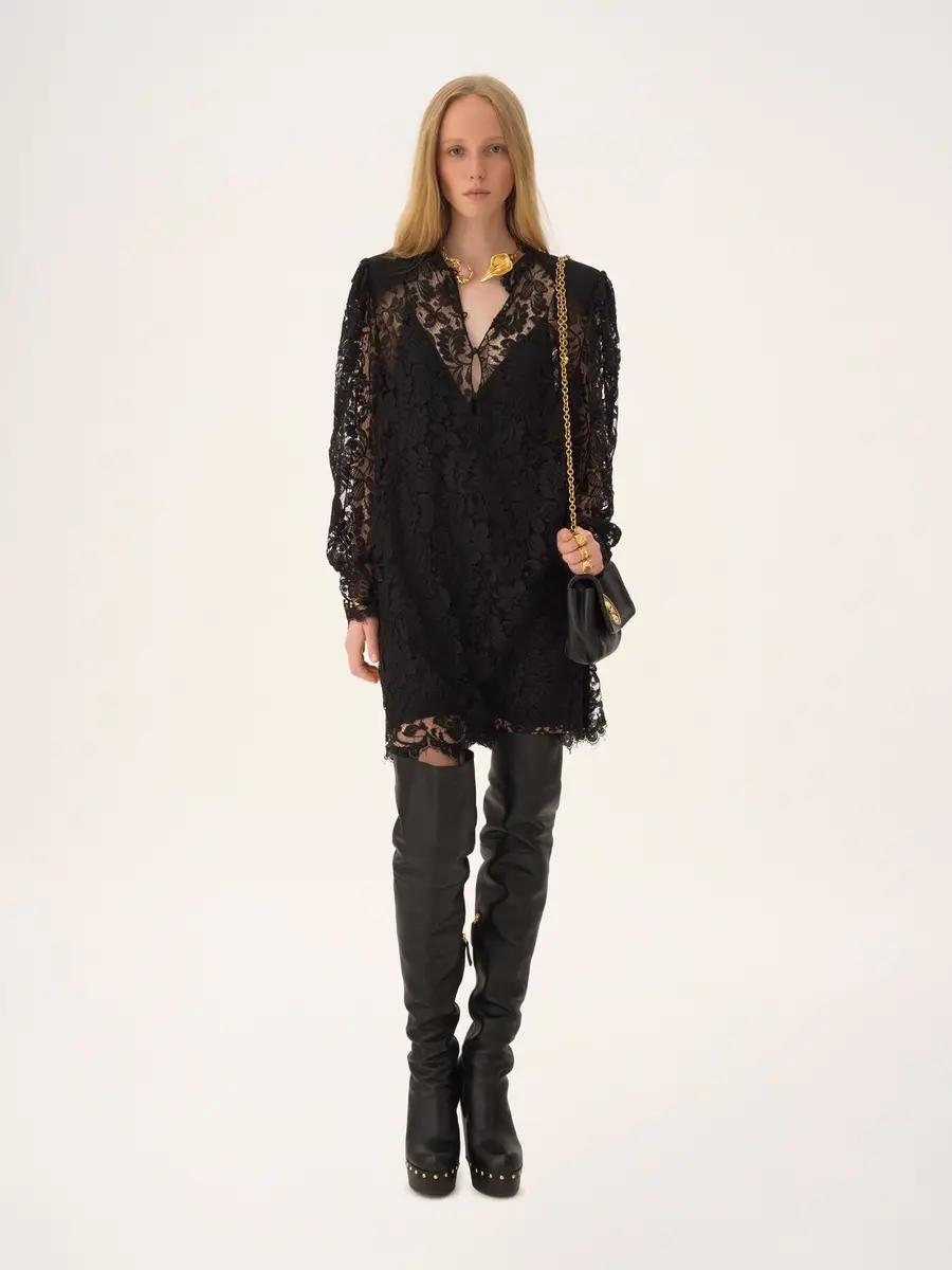 Chloé Long-sleeve mini dress in lace | Thumbnail 3 Chloé Long-sleeve mini dress in lace | Thumbnail 3
