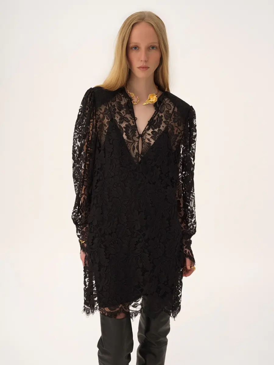 Chloé Long-sleeve mini dress in lace | Thumbnail 4 Chloé Long-sleeve mini dress in lace | Thumbnail 4