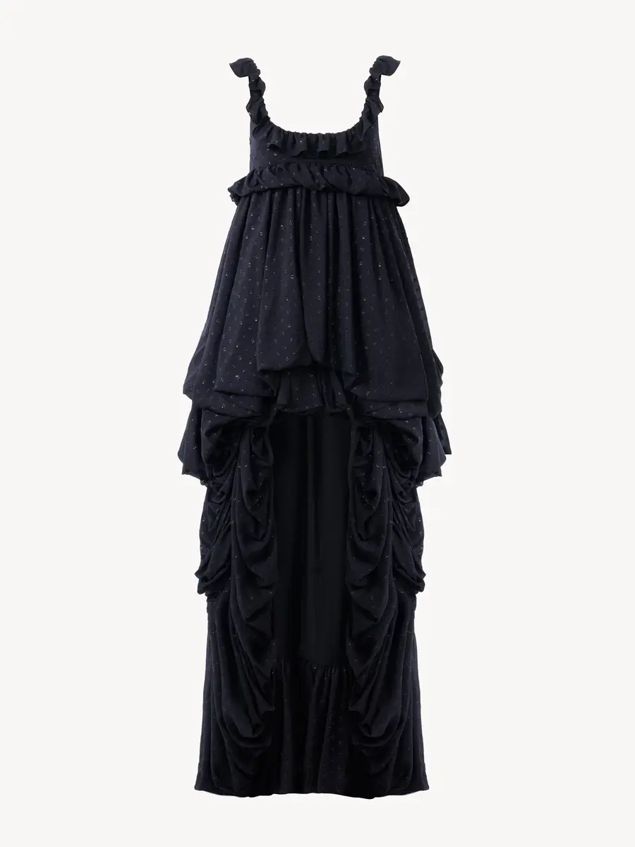Chloé High-low sleeveless dress in silk georgette jacquard & lurex | Thumbnail 2 Chloé High-low sleeveless dress in silk georgette jacquard & lurex | Thumbnail 2