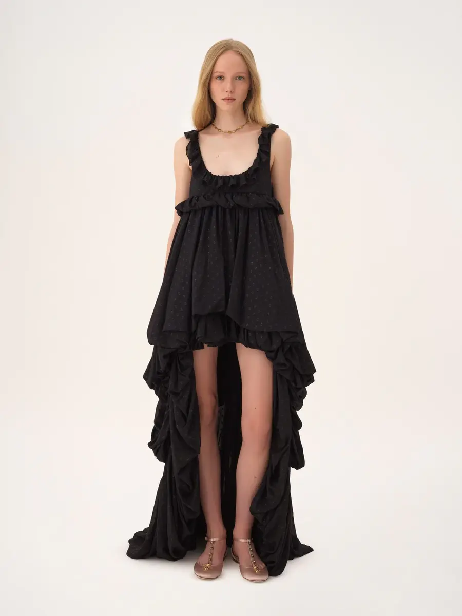 Chloé High-low sleeveless dress in silk georgette jacquard & lurex | Thumbnail 3 Chloé High-low sleeveless dress in silk georgette jacquard & lurex | Thumbnail 3