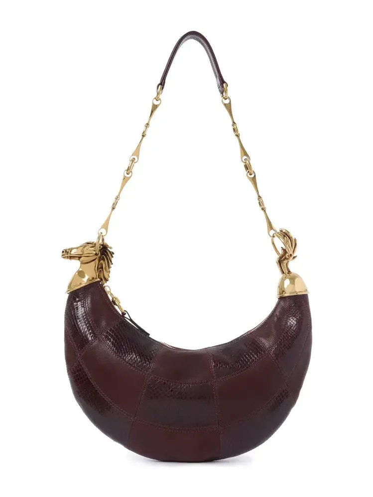 Chloé Chain Horse shoulder bag in grained leather & snakeskin