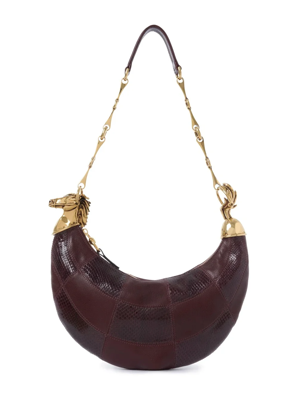 Chloé Chain Horse shoulder bag in grained leather & snakeskin