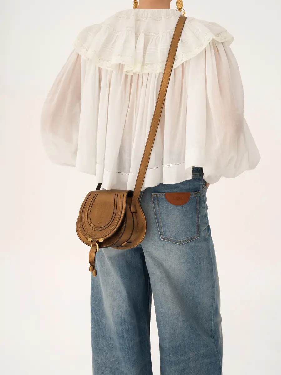 Chloé Small Marcie saddle bag in metallized leather | Thumbnail 3 Chloé Small Marcie saddle bag in metallized leather | Thumbnail 3