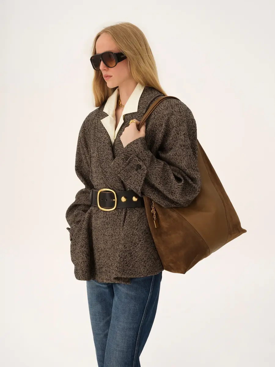 Chloé Large Chloé Spin tote bag in grained & suede leather | Thumbnail 3