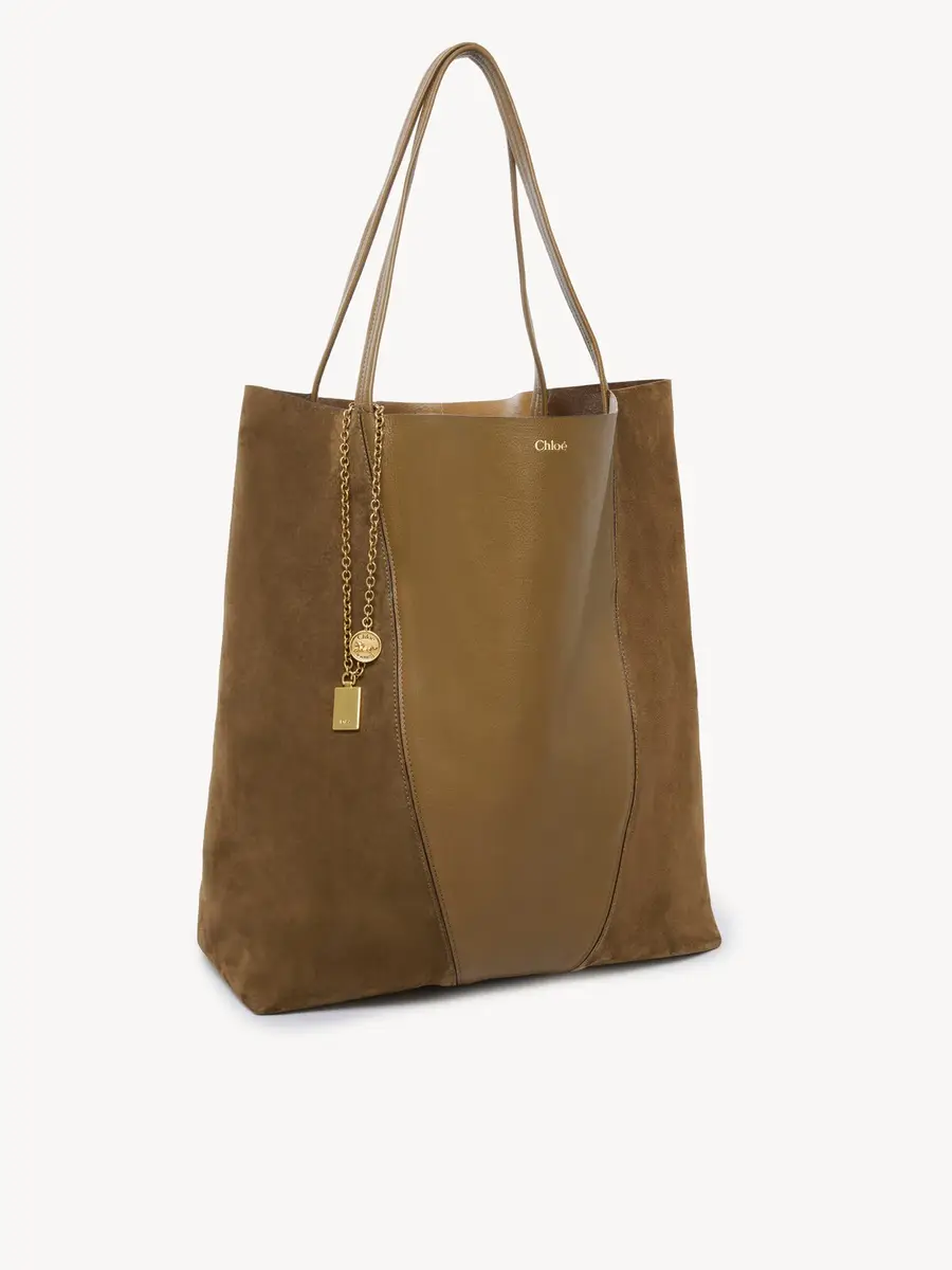 Chloé Large Chloé Spin tote bag in grained & suede leather | Thumbnail 4