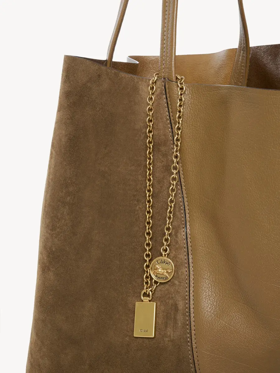 Chloé Large Chloé Spin tote bag in grained & suede leather | Thumbnail 6