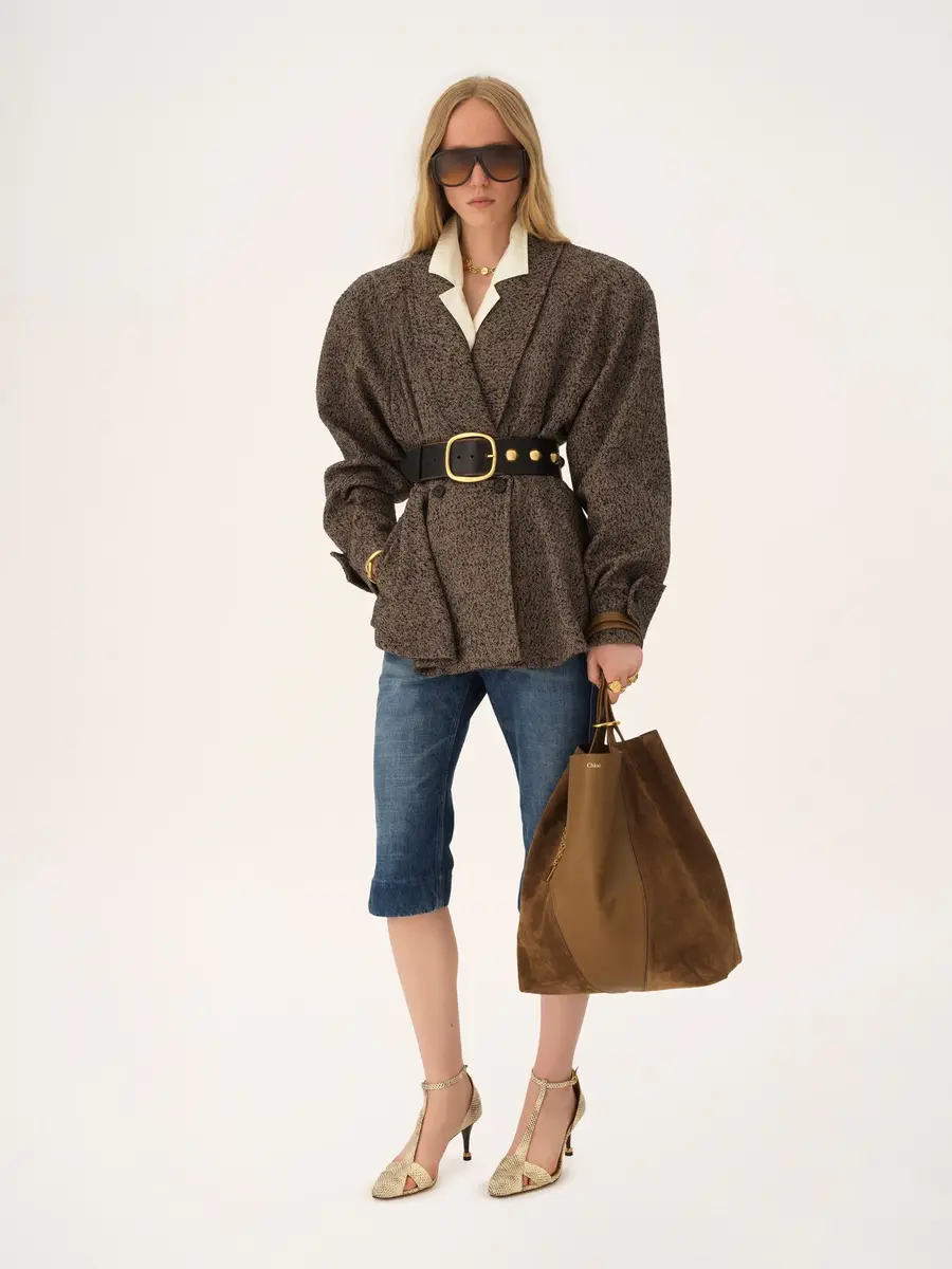 Chloé Large Chloé Spin tote bag in grained & suede leather | Thumbnail 7