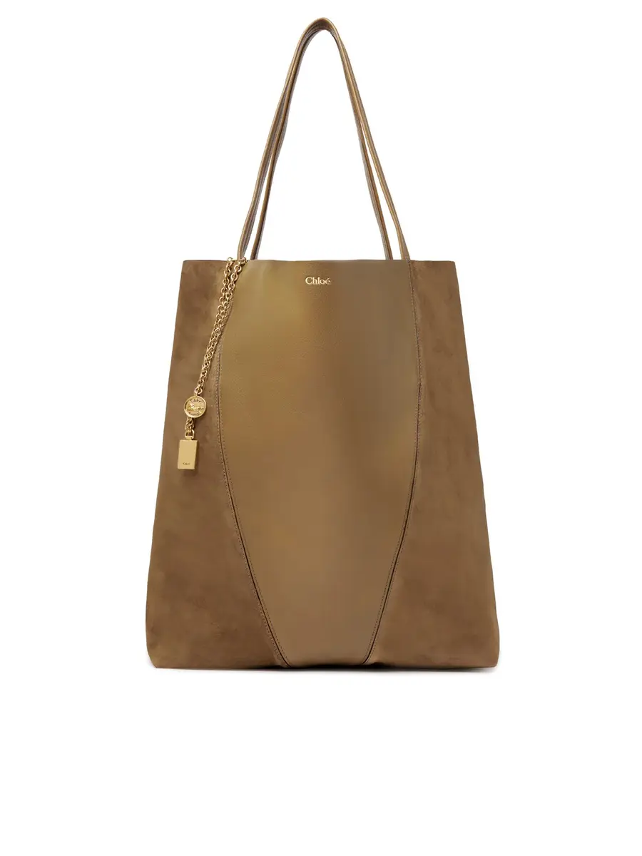Chloé Large Chloé Spin tote bag in grained & suede leather | Thumbnail 8