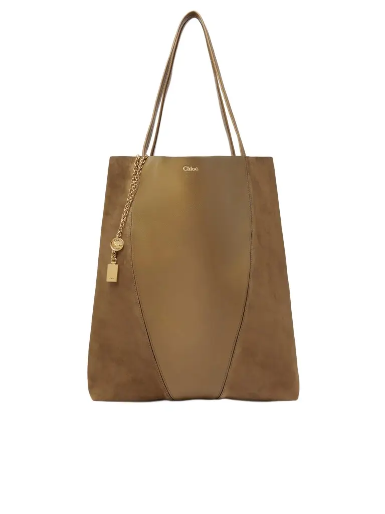 Chloé Large Chloé Spin tote bag in grained & suede leather | Image 1 Chloé Large Chloé Spin tote bag in grained & suede leather | Image 1
