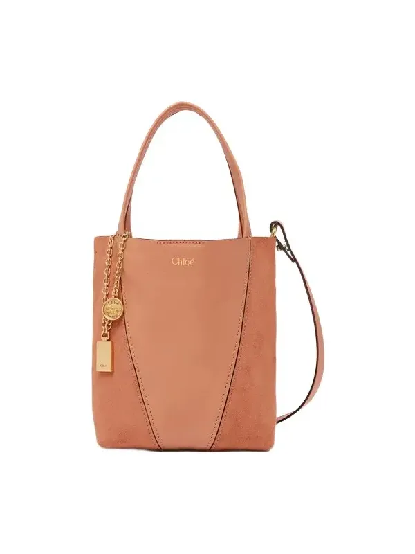 Small Chloé Spin tote bag in grained & suede leather