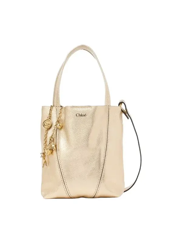 Chloé Small Chloé Spin tote bag in metallized leather with horse charms