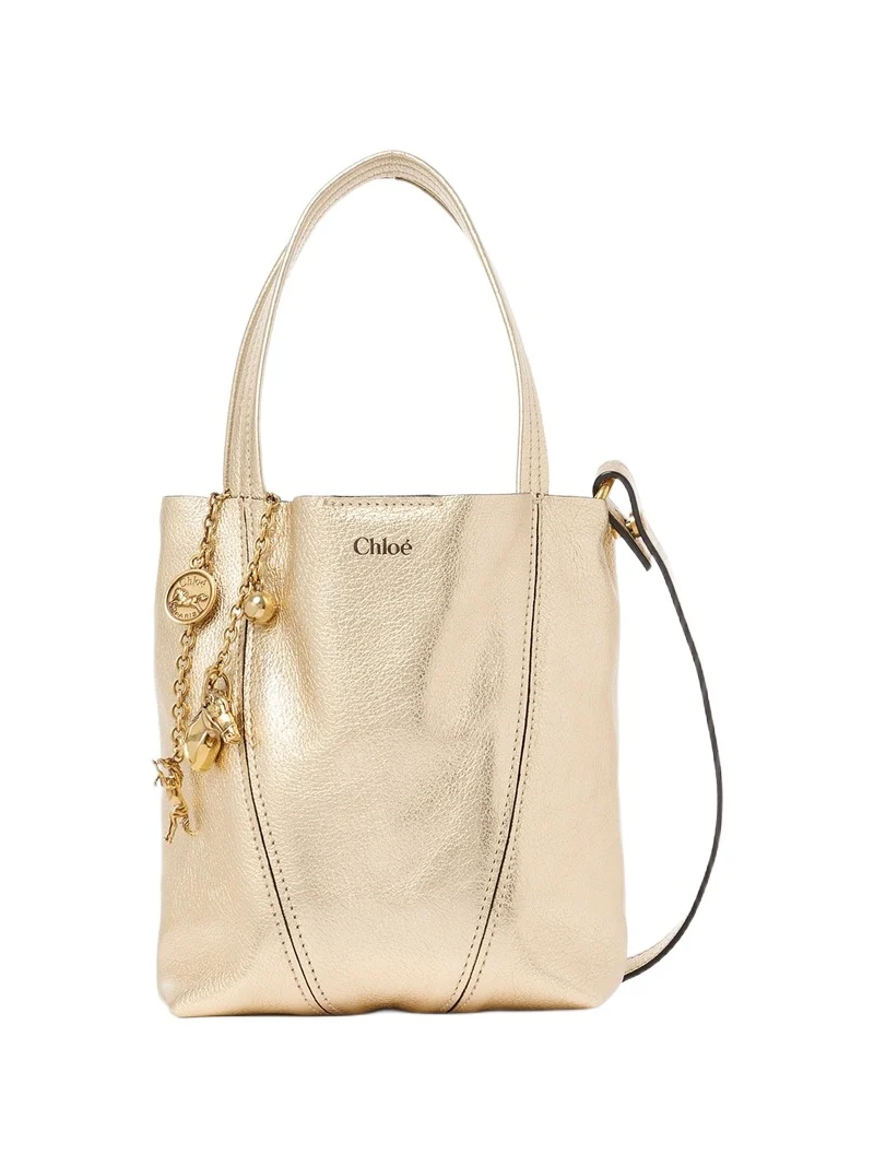 Chloé Small Chloé Spin tote bag in metallized leather with horse charms