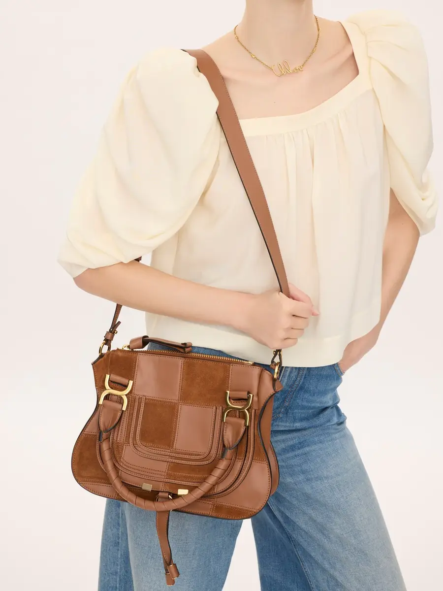 Chloé Small Marcie bag in grained & suede leather | Thumbnail 3