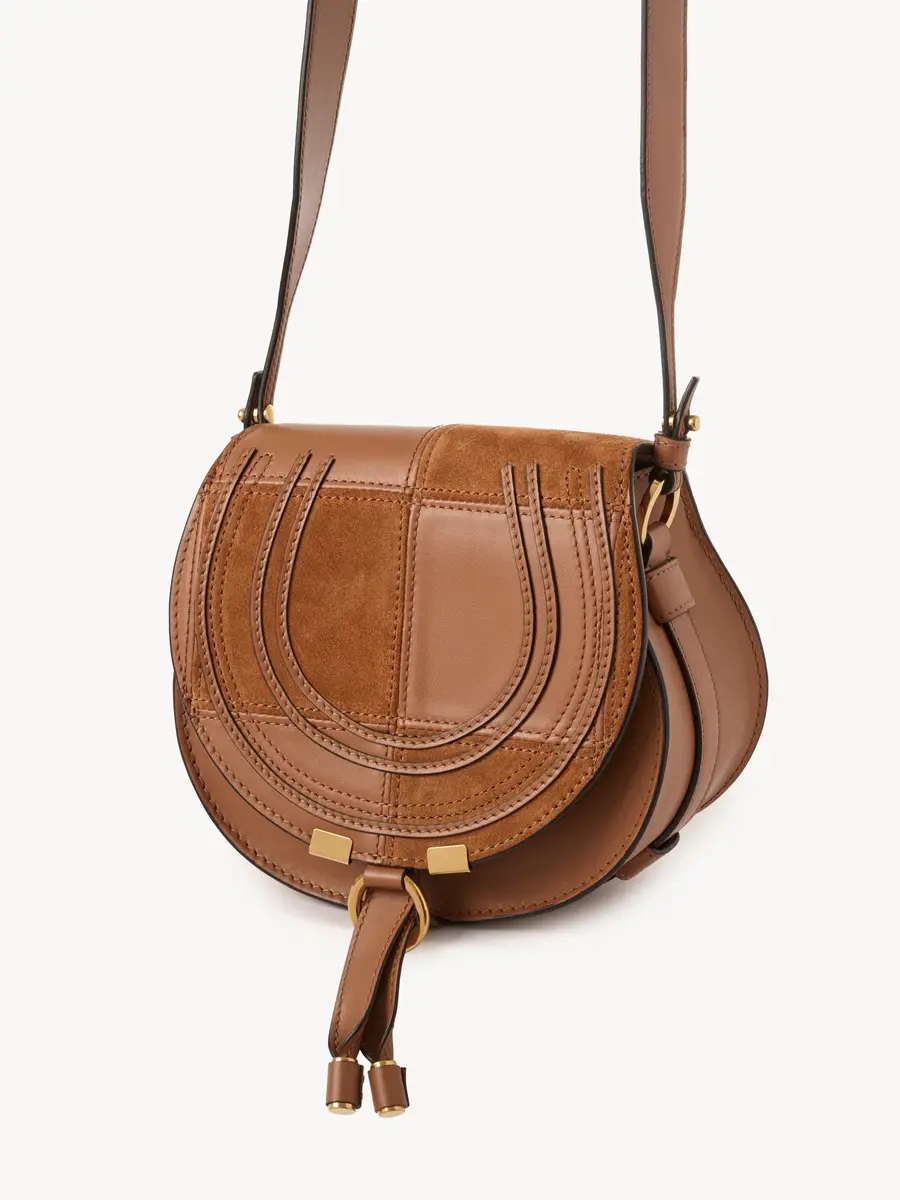 Chloé Small Marcie saddle bag in grained & suede leather | Thumbnail 4