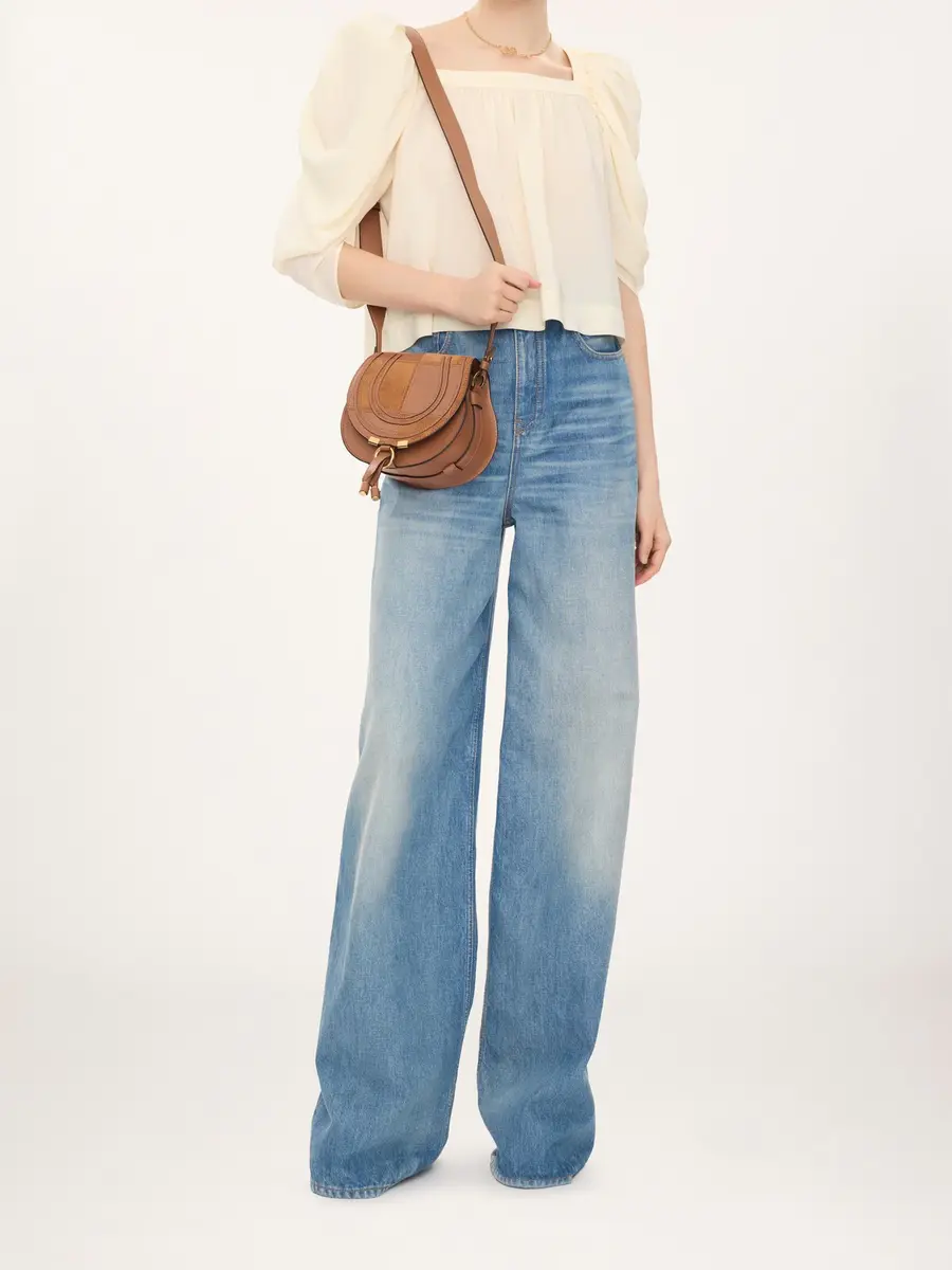 Chloé Small Marcie saddle bag in grained & suede leather | Thumbnail 8
