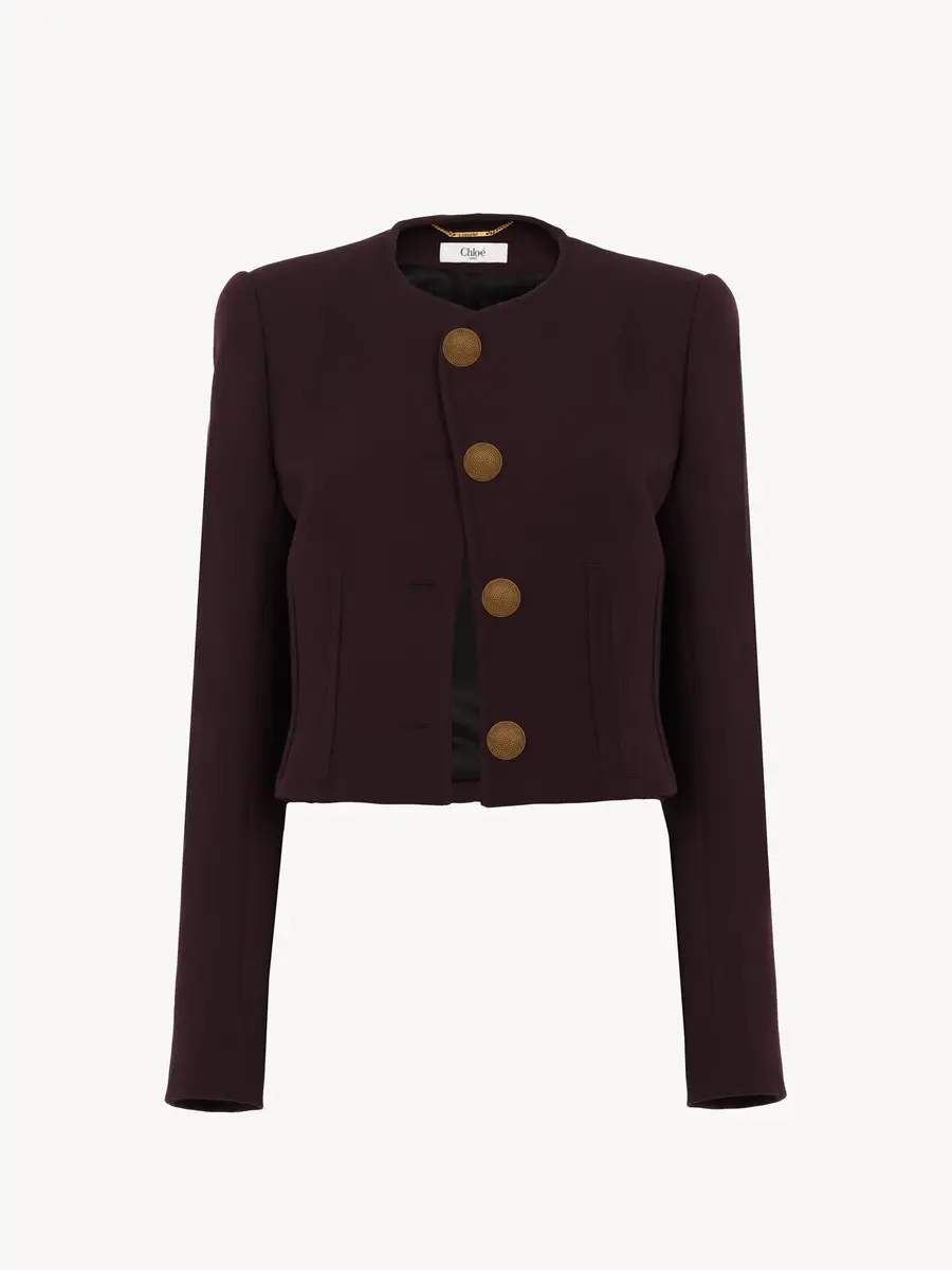 Chloé Collarless cropped jacket in wool crêpe | Thumbnail 2 Chloé Collarless cropped jacket in wool crêpe | Thumbnail 2