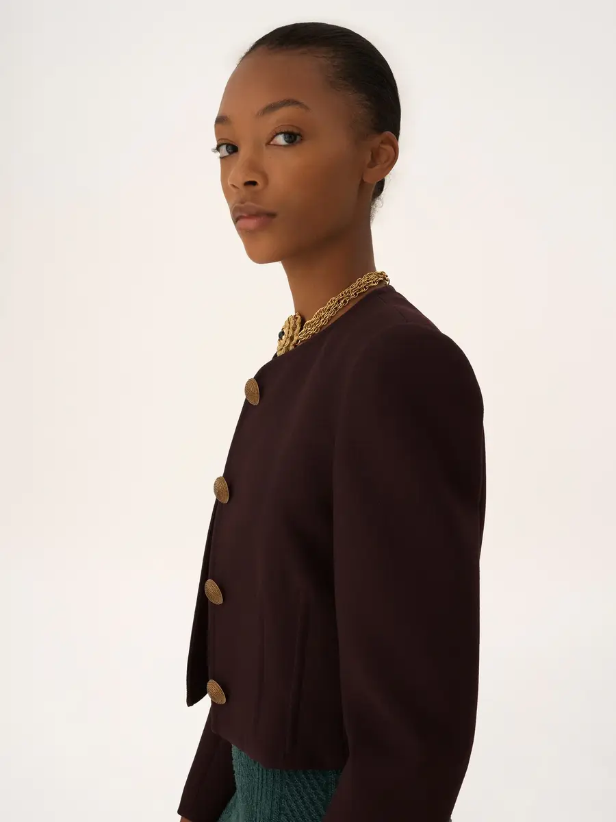 Chloé Collarless cropped jacket in wool crêpe | Thumbnail 7 Chloé Collarless cropped jacket in wool crêpe | Thumbnail 7