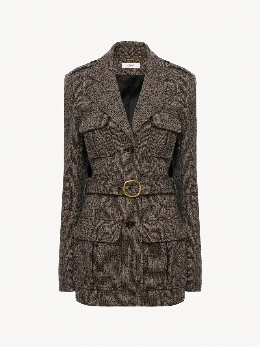 Chloé Utilitarian jacket in chevron wool | Thumbnail 2