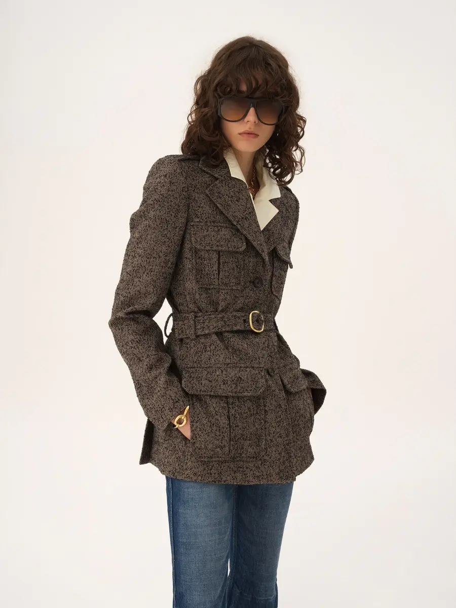 Chloé Utilitarian jacket in chevron wool | Thumbnail 4