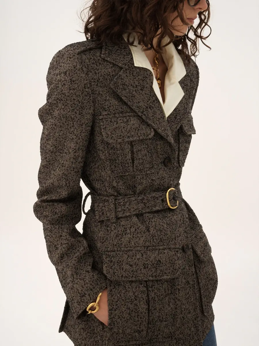 Chloé Utilitarian jacket in chevron wool | Thumbnail 6