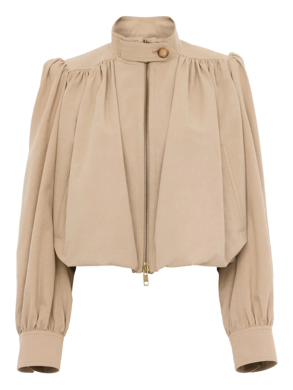 Gathered boule jacket in cotton canvas